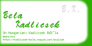 bela kadlicsek business card